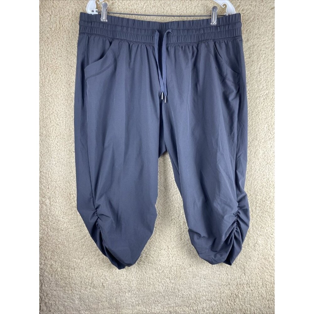 Ideology Womens Sz 38in Waist Gray Drawstring Waist Ruched Legs Capri Pants - Picture 1 of 9
